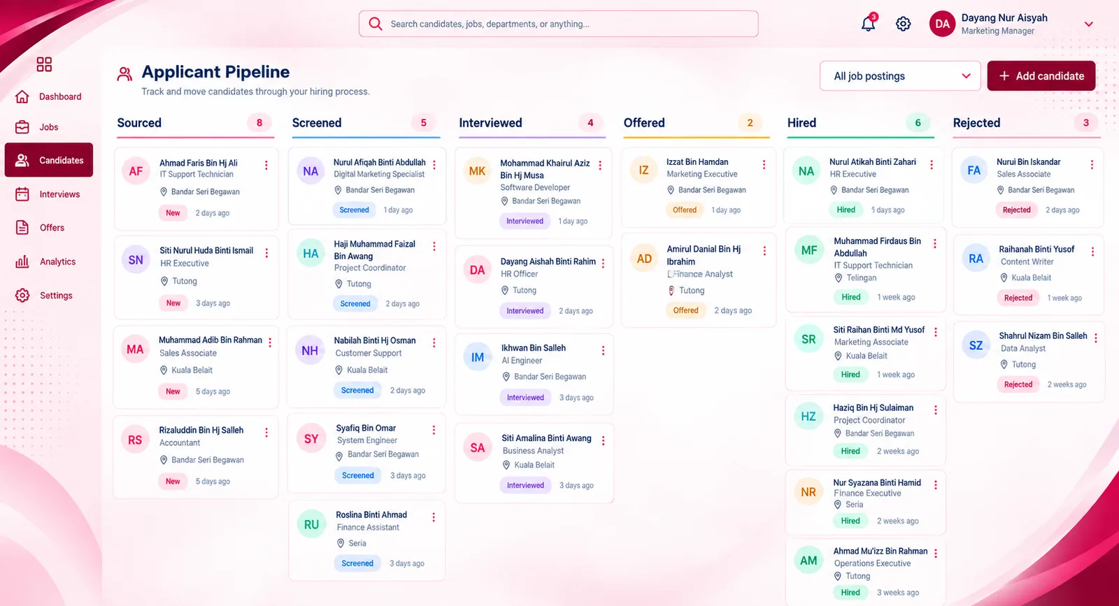 Interview Scheduling screen in the Recruitment module